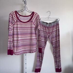 Victoria's Secret Pink & Purple Pajama Set Size Medium Waffle Thermal Winter